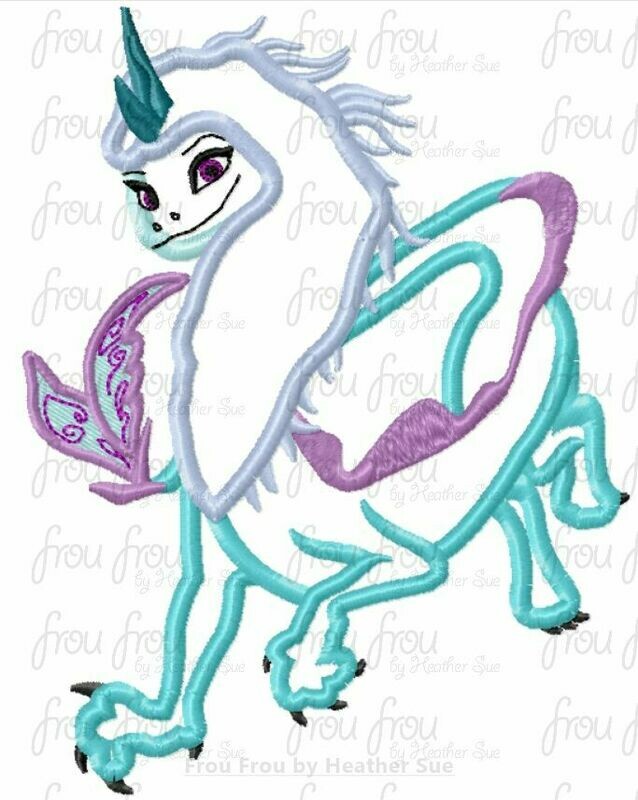 Sisy The Last Dragon Rayuh Machine Applique Embroidery Design 4"-16"