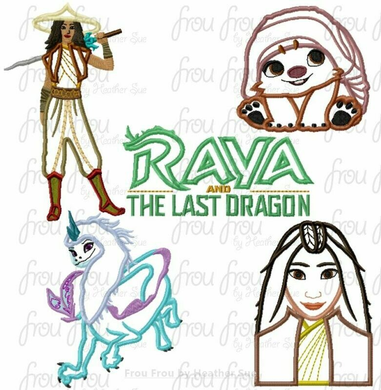Rayuh and The Last Dragon FIVE Design SET Machine Applique Embroidery Design 4"-16"