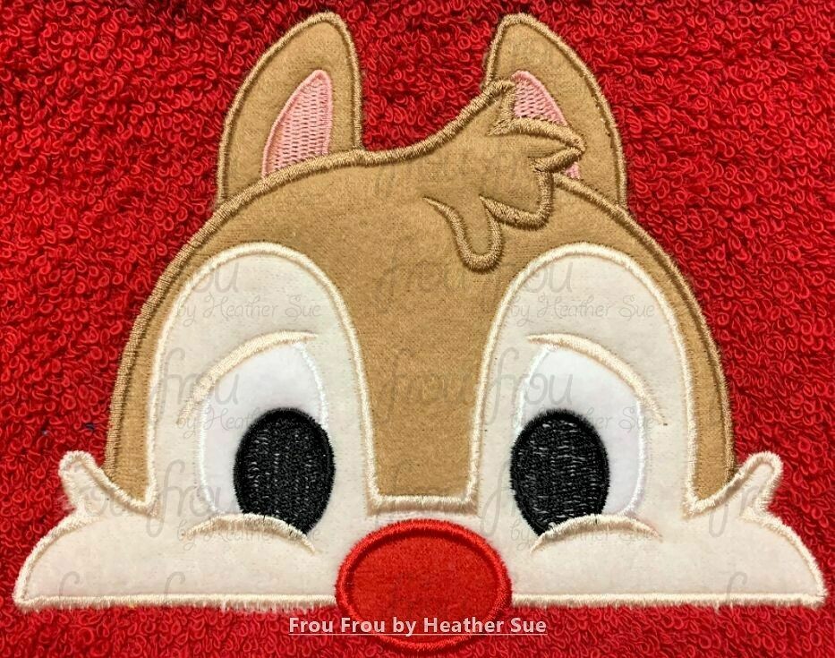 Dole Chipmunk Peeker Machine Applique and Filled Embroidery Design, Multiple Sizes, including 2&quot;-16&quot;