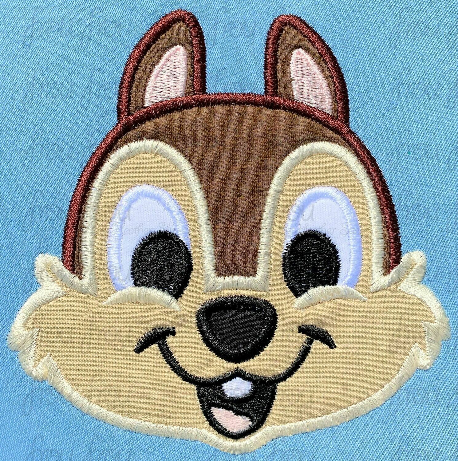 Chep Chipmunk Just Head Straight Machine Applique Embroidery Design, Multiple Sizes, including 3"-16"