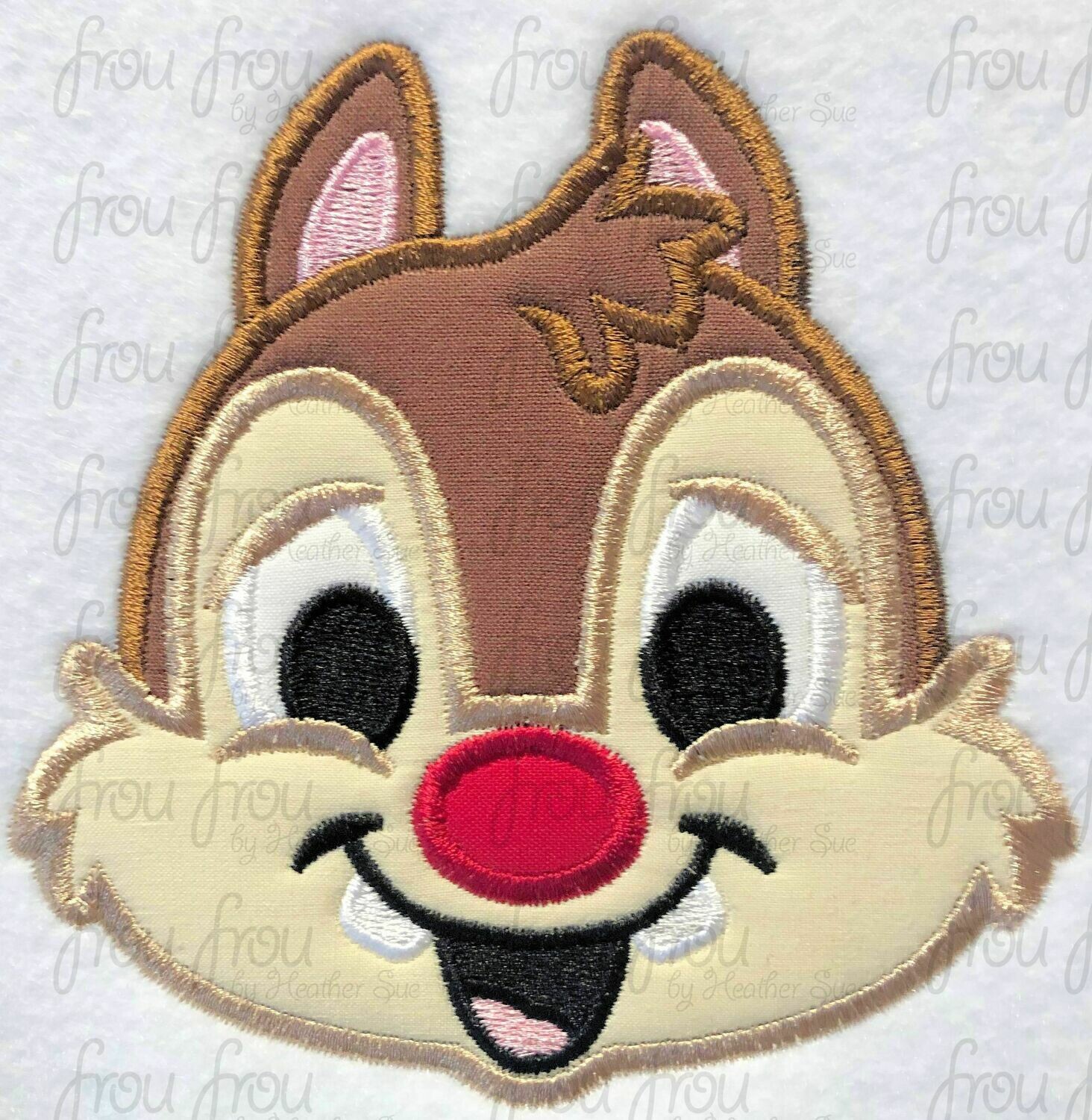 Dole Chipmunk Just Head Straight Machine Applique Embroidery Design, Multiple Sizes, including 3&quot;-16&quot;