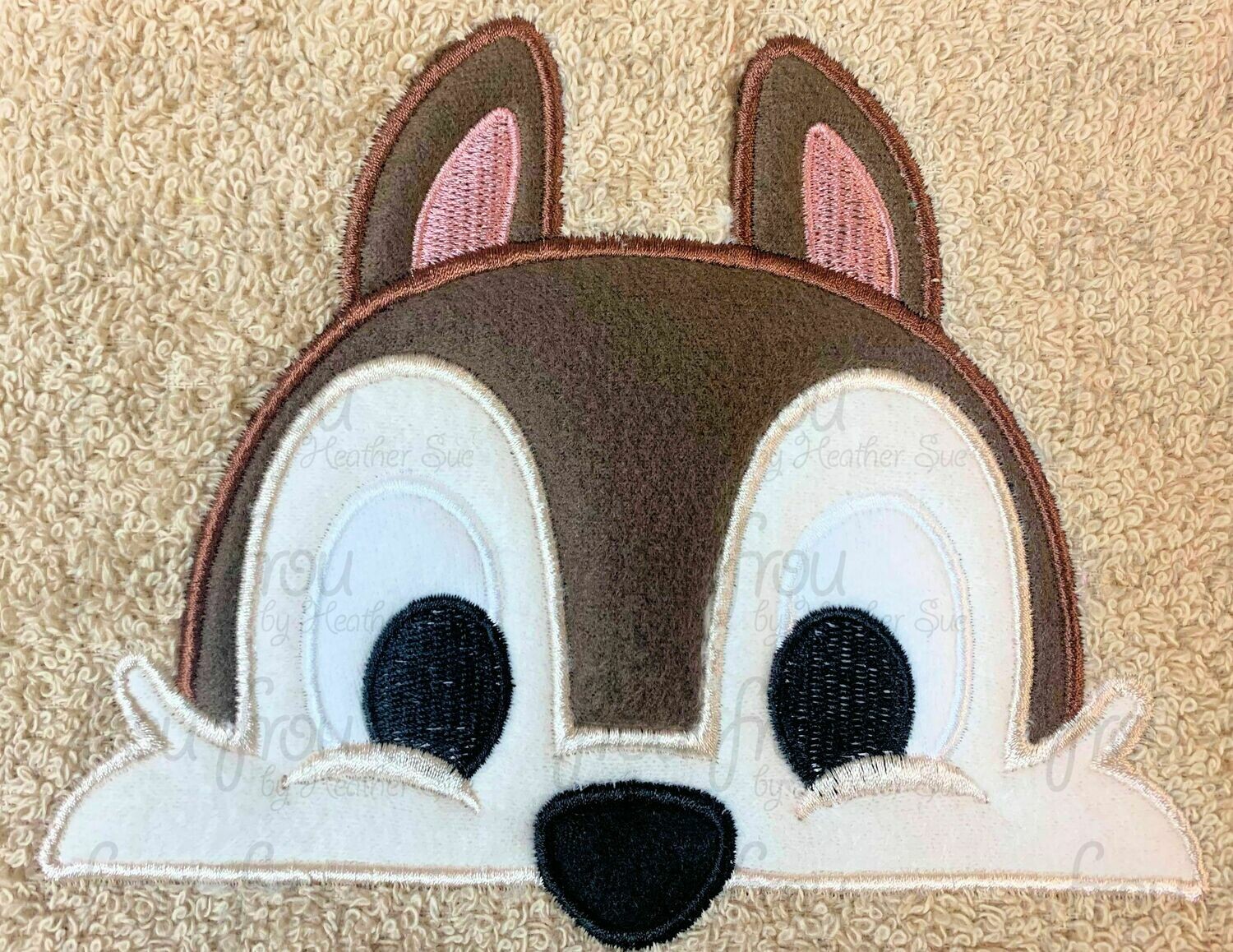 Chep Chipmunk Peeker Machine Applique and Filled Embroidery Design, Multiple Sizes, including 2&quot;-16&quot;