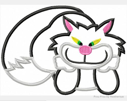 Rusafee Cindy&#39;s Cat Machine Applique Embroidery Design, Multiple sizes including 4 inch