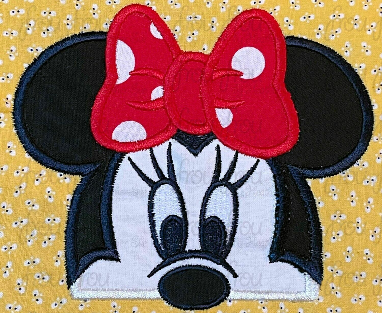 Miss Mouse Peeker Machine Applique and Filled Embroidery Design, Multiple Sizes, including 2&quot;-16&quot;