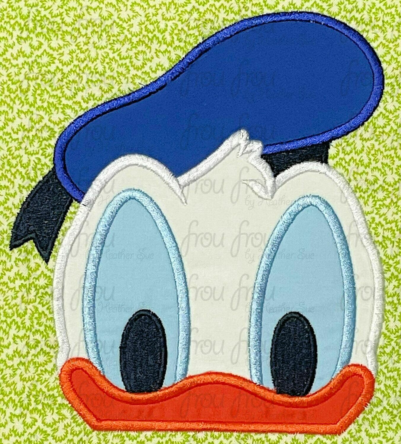 Don Duck Peeker Machine Applique and Filled Embroidery Design, Multiple Sizes, including 2&quot;-16&quot;