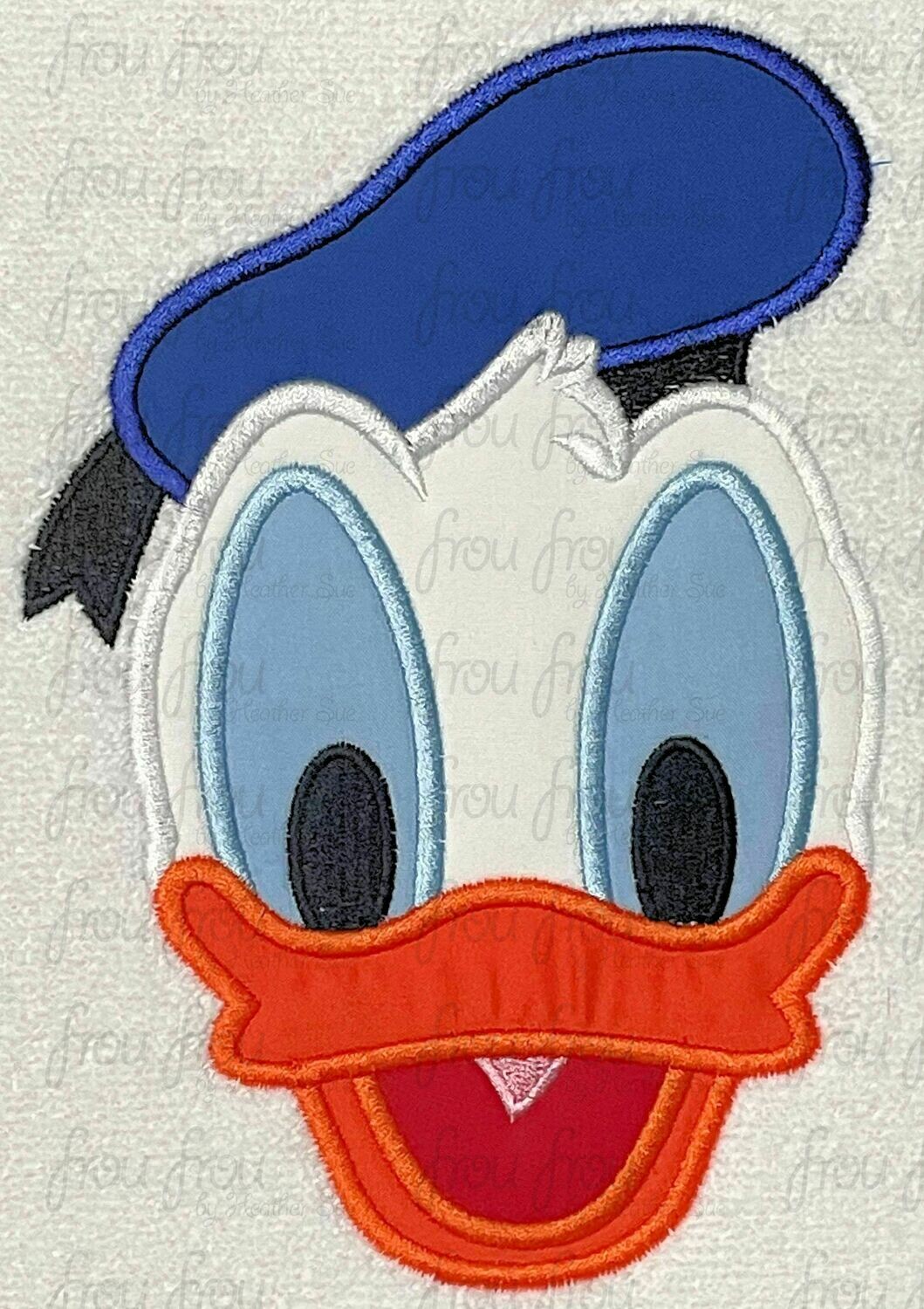 Don Duck Just Head Straight Machine Applique and Filled Embroidery Design, Multiple Sizes 2&quot;-16&quot;