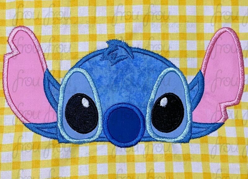 Lila's Alien Peeker Machine Applique and Filled Embroidery Design, Multiple Sizes, including 2"-16"