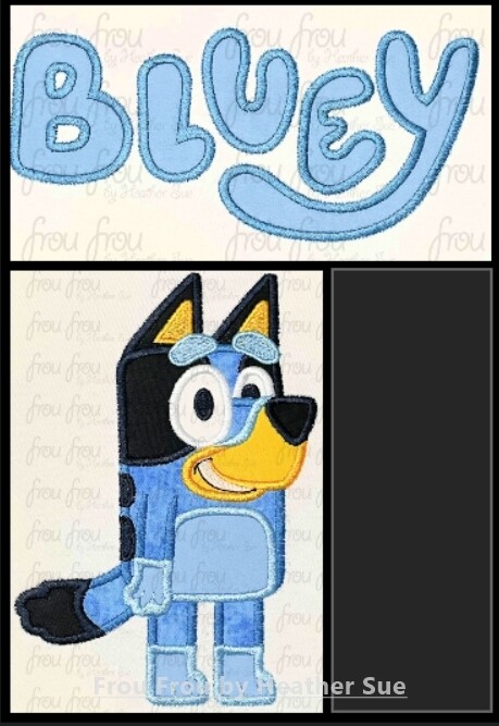 Blue Dog TWO Design SET Machine Applique Embroidery Design, Multiple sizes including 4&quot;-16&quot;