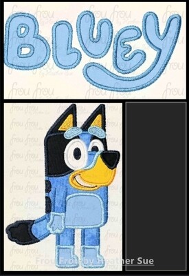 Blue Dog TWO Design SET Machine Applique Embroidery Design, Multiple sizes including 4