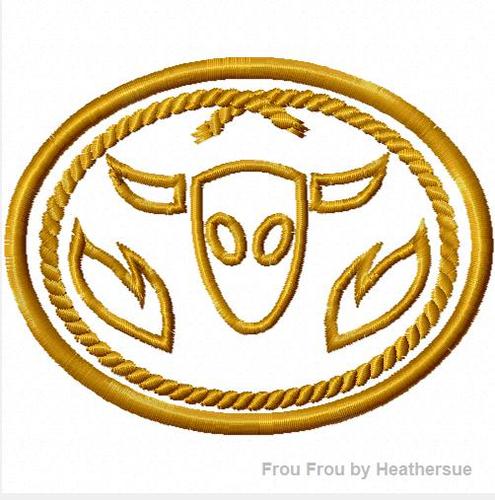 Wood Wooden Cowboy Toy Belt Buckle Machine Applique Embroidery Design, Multiple sizes including 2, 3, 4, 6, and 8 inch