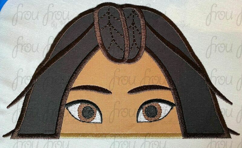 Rayuh Peeker Machine Applique and Filled Embroidery Design, Multiple Sizes, including 2"-16"