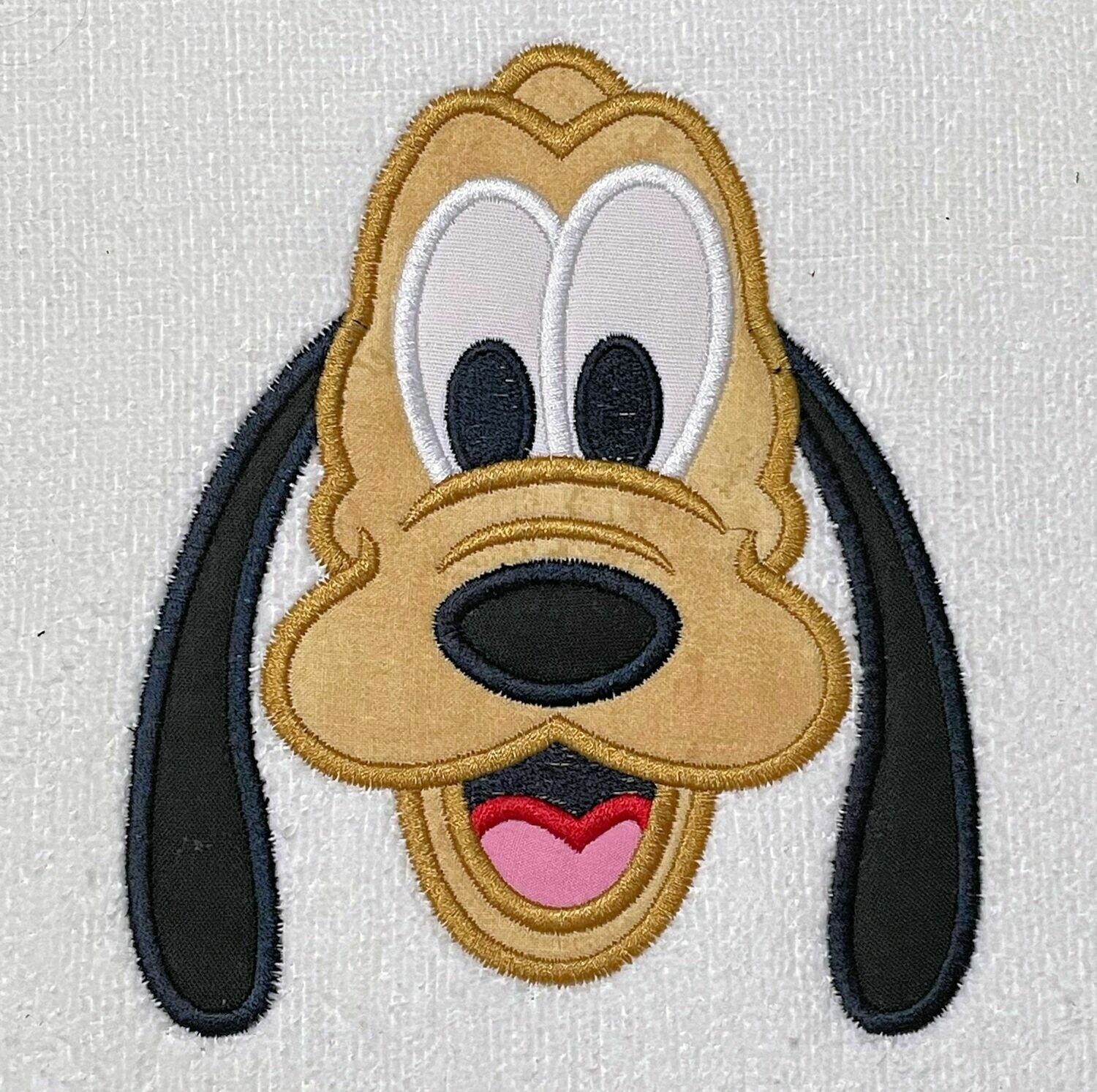 Plulo Dog Just Head Straight Machine Applique Embroidery Design, Multiple Sizes 3&quot;-16&quot;