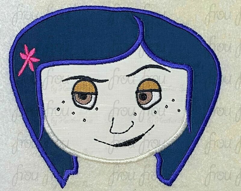Caraline Just Head Machine Applique Embroidery Design, Multiple Sizes, including 3"-16"