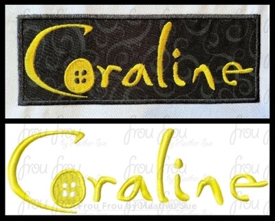 Caraline Wording TWO Design SET Machine Applique and filled Embroidery Design 2"-16"