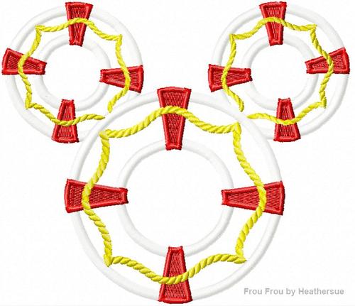Life Preserver Plain Mister Mouse Machine Applique Embroidery Design, Multiple sizes including 4 inch
