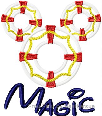 Life Preserver Magik Mister Mouse Machine Applique Embroidery Design, Multiple sizes including 4 inch