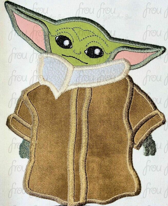 Grogurt Baby Yoduh Child Space Wars Machine Applique and filled Embroidery Design Multiple Sizes, including 2&quot;-16&quot;