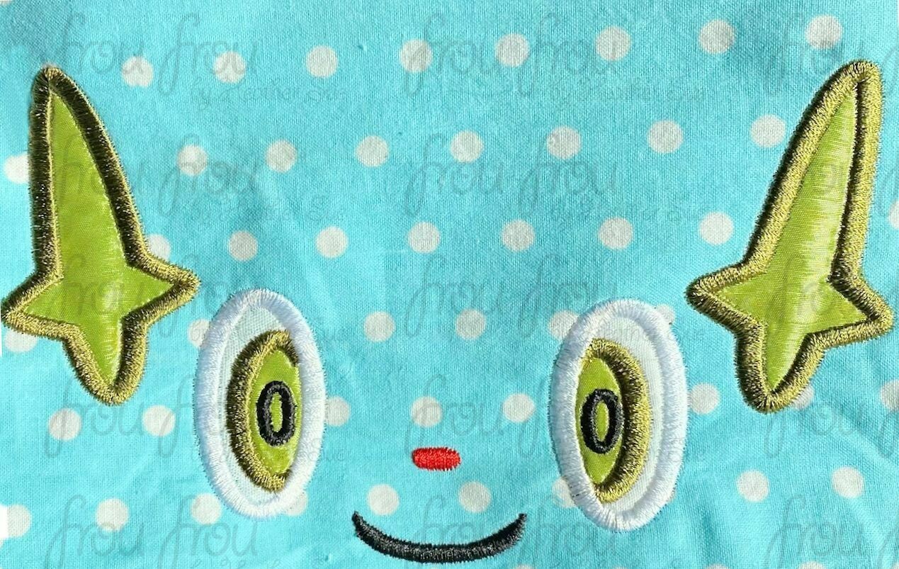 Shinks Poke Man Just Face Machine Applique and filled Embroidery Design 2