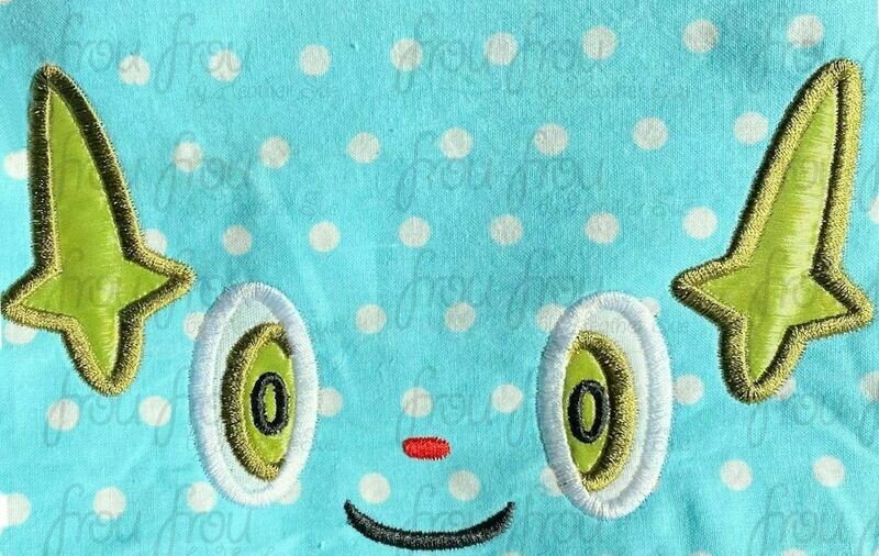Shinks Poke Man Just Face Machine Applique and filled Embroidery Design 2&quot;-16&quot;