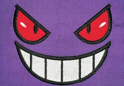 Genger Poke Man Just Face Machine Applique and filled Embroidery Design 2"-16"