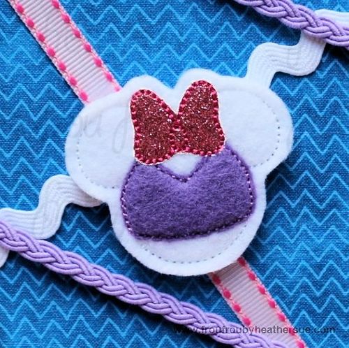 Clippie Dasey Duck Miss Mouse Head Machine Embroidery In The Hoop Project 1.5, 2, and 3 inch