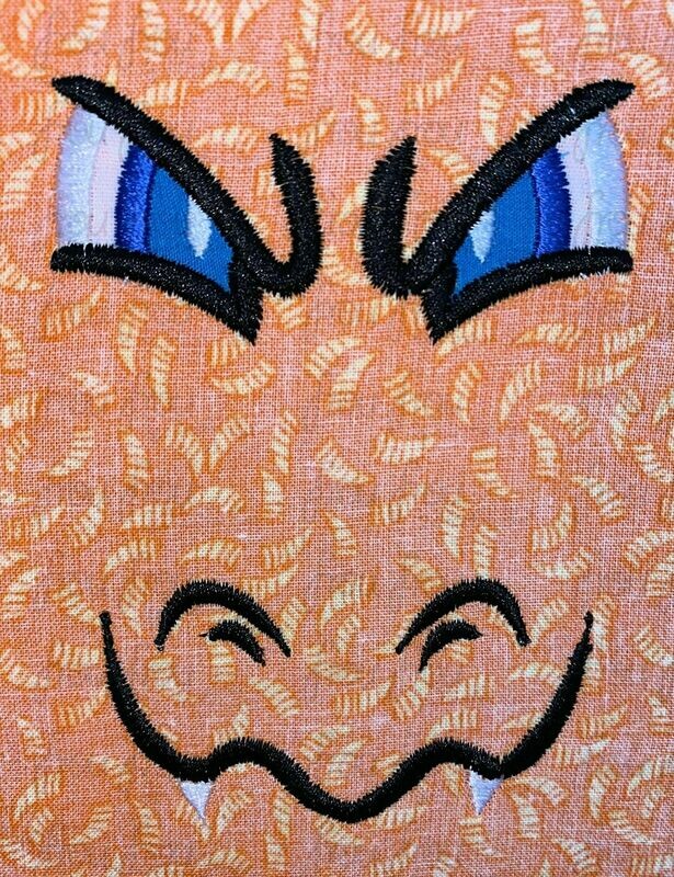 Charred Lizard Poke Man Just Face Machine Applique and filled Embroidery Design 2&quot;-16&quot;