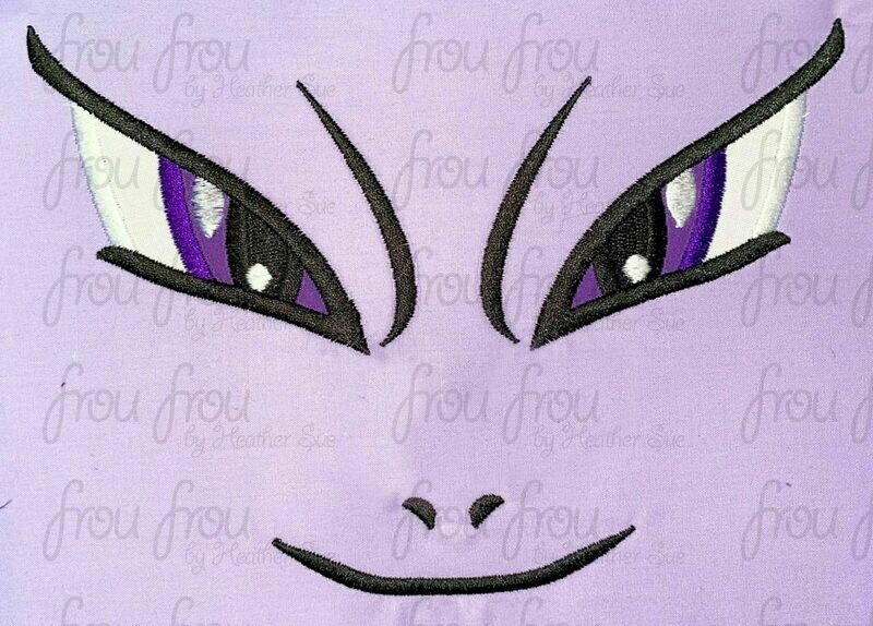Meow Two Poke Man Just Face Machine Applique and filled Embroidery Design 2&quot;-16&quot;