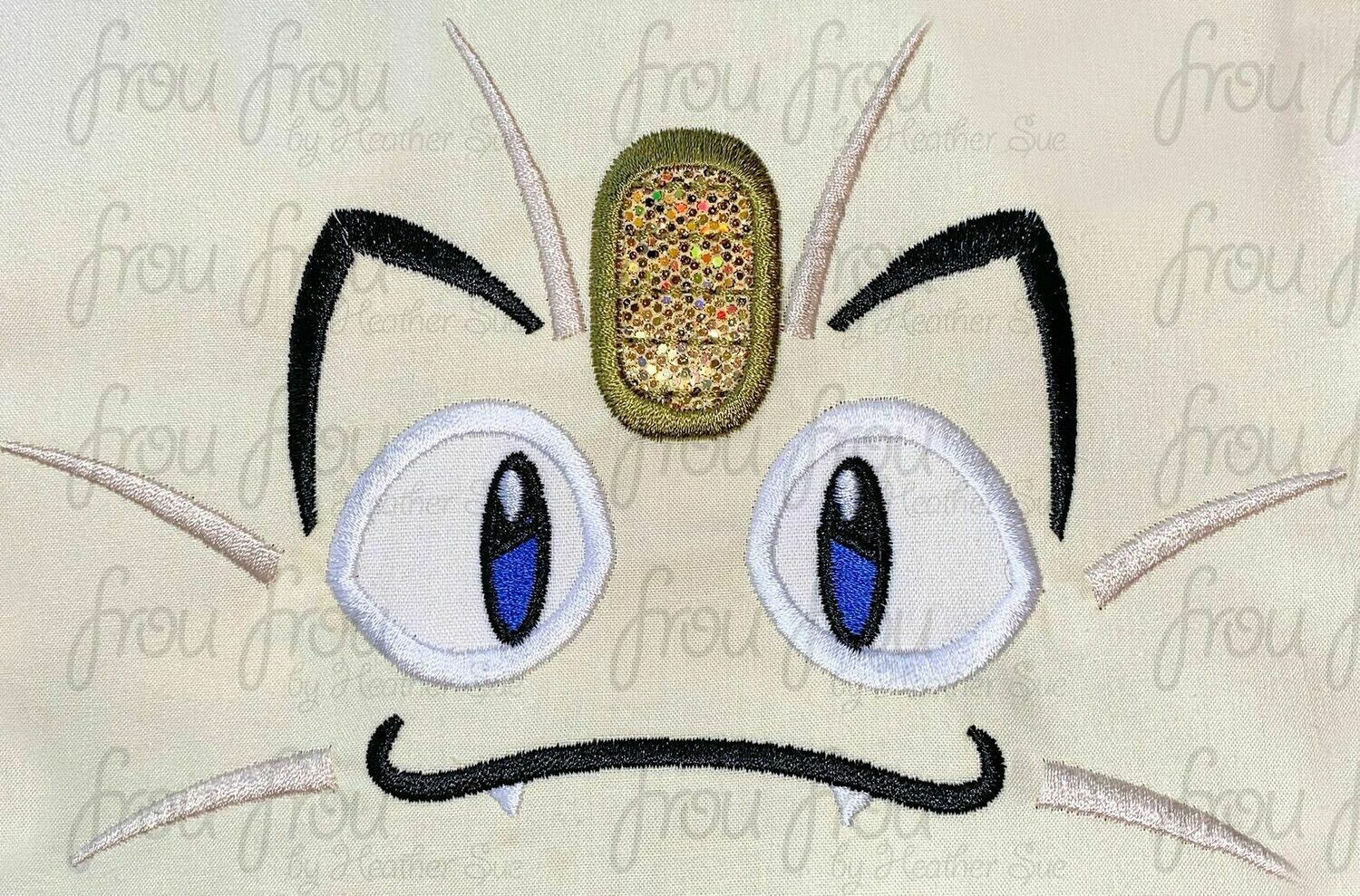 Meowith Poke Man Just Face Machine Applique and filled Embroidery Design 2"-16"