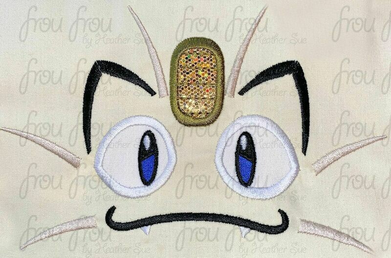 Meowith Poke Man Just Face Machine Applique and filled Embroidery Design 2&quot;-16&quot;