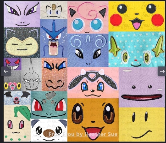 Poke Man Just Face TWENTY-ONE Design SET Machine Applique and filled Embroidery Design 2&quot;-16&quot;