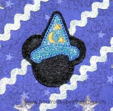 Clippie Sorcerer Hat Mister Mouse Head with border Machine Embroidery In The Hoop Project 1.5, 2, and 3 inch