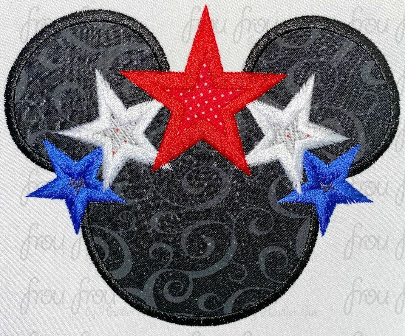 Star Crown Mister or Miss Mouse Head Machine Applique and Filled Embroidery Design, multiple sizes 1.5&quot;-16&quot;