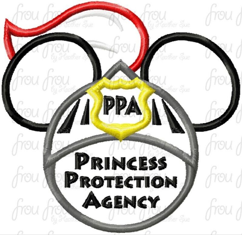 Knight Princess Protection Agency Mister Mouse Head Machine Applique and Filled Embroidery Designs, multiple sizes including 2"-16"