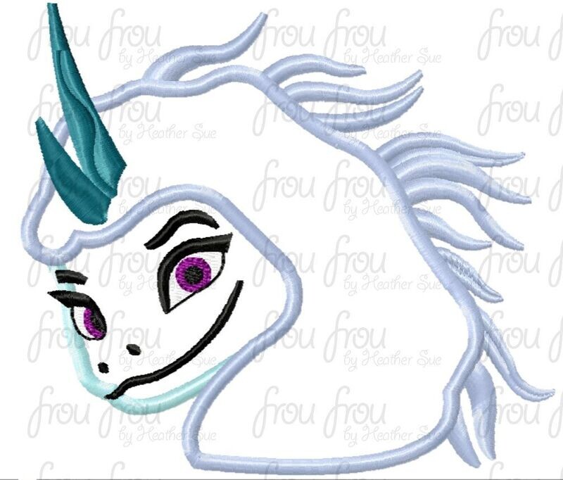 Sisy The Last Dragon Just Head Rayuh Machine Applique Embroidery Design 4"-16"