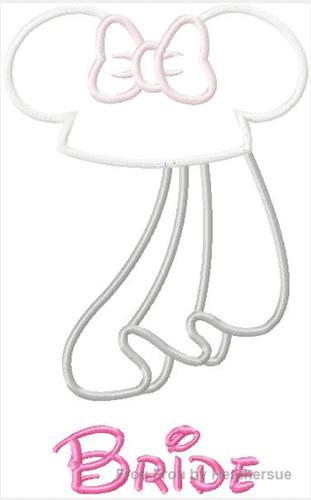 Bride Miss Mouse Hat TWO Machine Applique Embroidery Design, Multiple Sizes- including 4 INCH