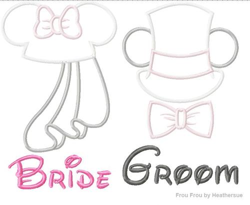Bride and Groom Miss and Mister Mouse Hats FOUR Machine Applique Embroidery Design, Multiple Sizes- including 4 INCH