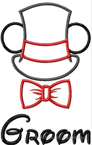 Groom Mister Mouse Hat TWO Machine Applique Embroidery Design, Multiple Sizes- including 4 INCH