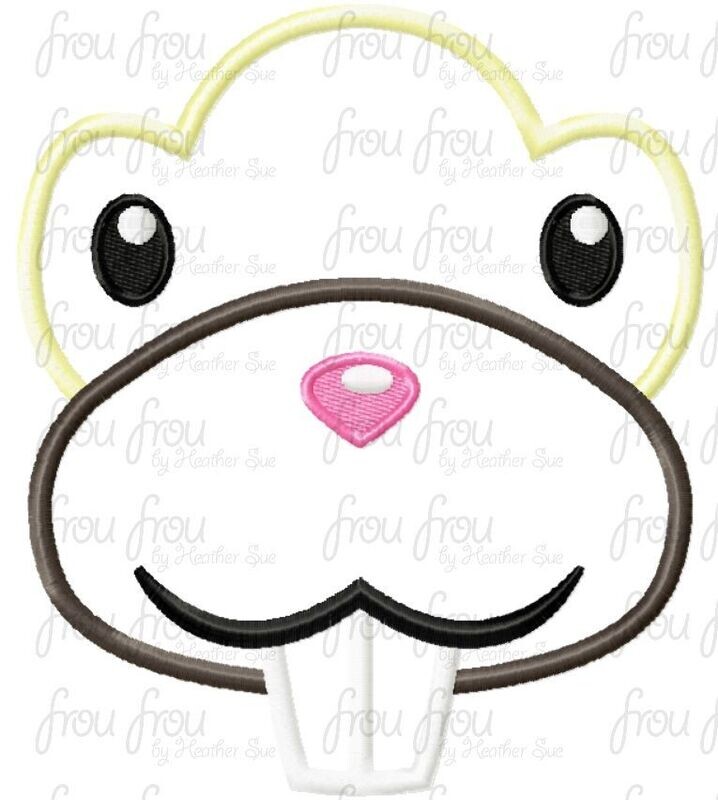 Beedoof Beaver Poke Man Just Face Machine Applique and filled Embroidery Design 2&quot;-16&quot;