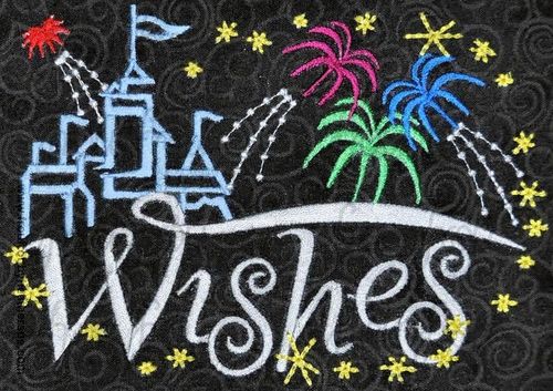 Wishing TWO versions- With and Without Fireworks and Castle Machine Embroidery Design, multiple sizes including 4 inch
