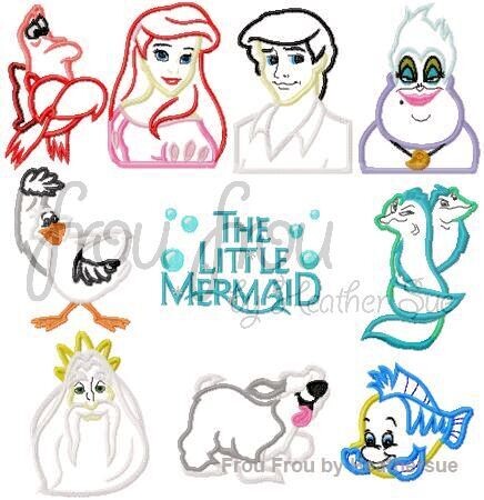 Mermaid TEN design SET Machine Applique Embroidery Design, Multiple Sizes, including 4 inch