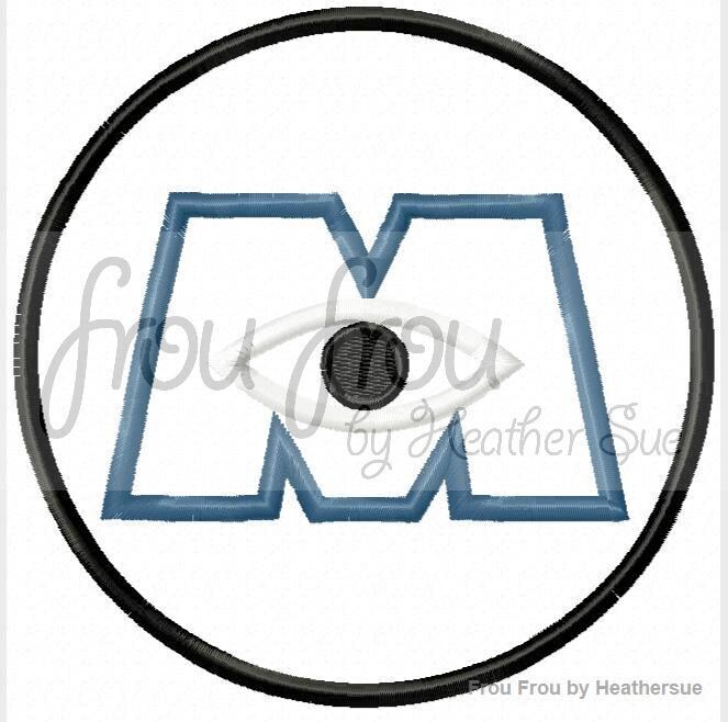 Monster Symbol Logo Machine Applique and Filled Embroidery Design 1.5&quot;-16&quot;