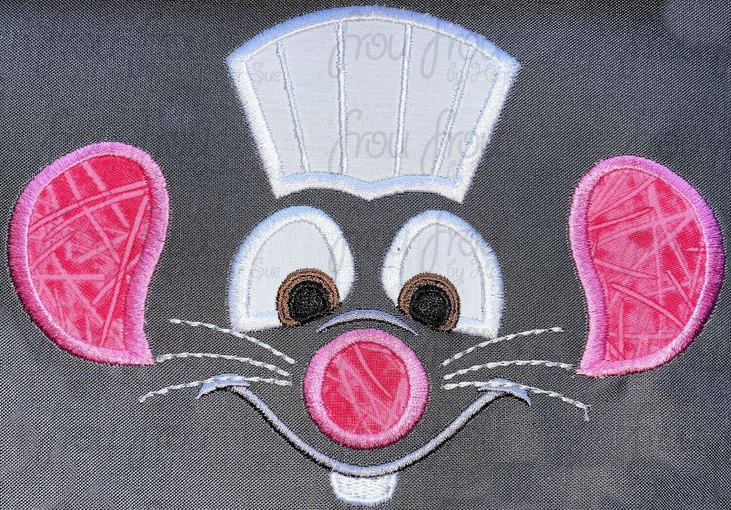 Rem Rat A Tooey Just Face Machine Applique and Filled Embroidery Design, Multiple Sizes, including 2&quot;-16&quot;