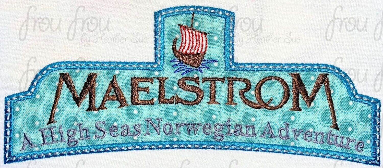 Norwegian Extinct Boat Ride TWO Versions- with and without frame Machine Applique Embroidery Design, 3