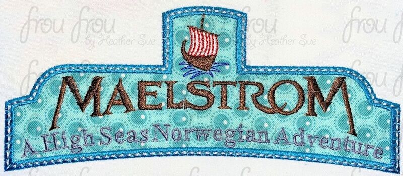 Norwegian Extinct Boat Ride TWO Versions- with and without frame Machine Applique Embroidery Design, 3"-16"