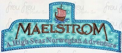 Norwegian Extinct Boat Ride TWO Versions- with and without frame Machine Applique Embroidery Design, 3"-16"