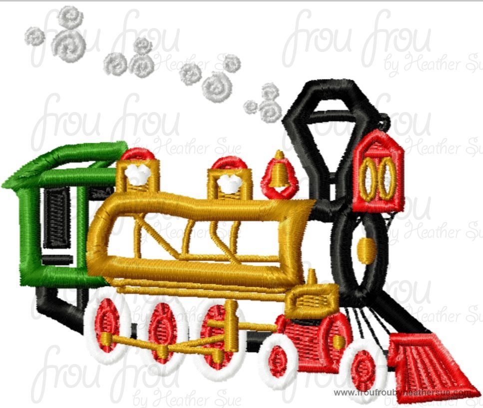 Dis World Land Steam Engine Train Machine Applique Embroidery Design,  Multiple Sizes- including 4 INCH