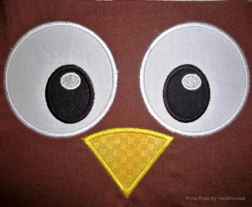 Owl just face Machine Applique Embroidery Design, multiple sizes, including 4 inch