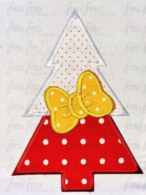 Miss Mouse Christmas Tree Machine Applique Embroidery Design, Multiple Sizes 3"-16"