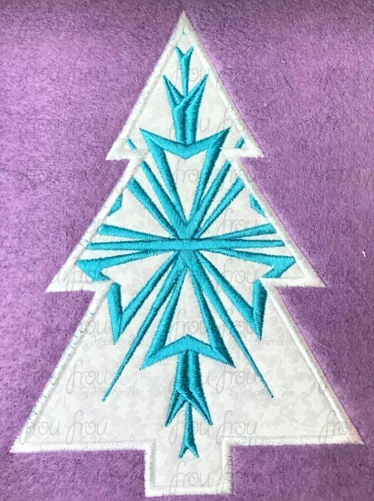 Freezing Elsie Snowflake Christmas Tree Machine Applique Embroidery Design, Multiple Sizes 3