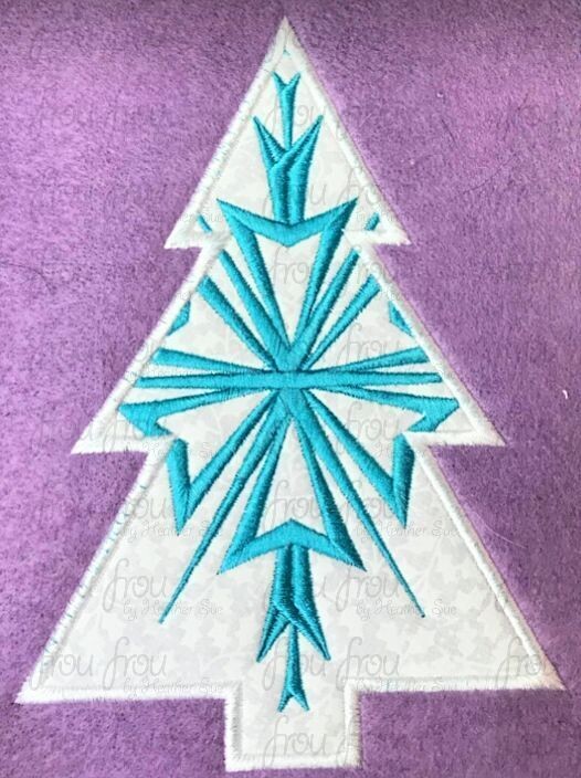 Freezing Elsie Snowflake Christmas Tree Machine Applique Embroidery Design, Multiple Sizes 3"-16"